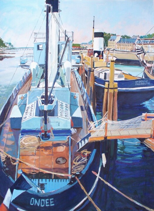 Painting titled "l'ondee au port de…" by Philippe Brobeck, Original Artwork, Gouache