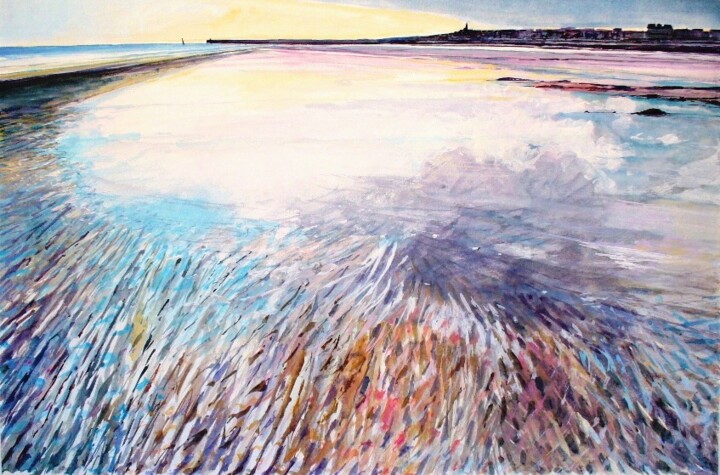 Peinture intitulée "marée basse sur la…" par Philippe Brobeck, Œuvre d'art originale, Gouache