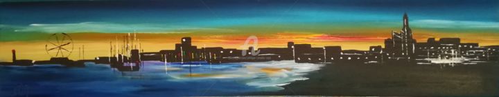 Malerei mit dem Titel "Royan by night - 02" von Caradec Philippe (CARA), Original-Kunstwerk, Öl