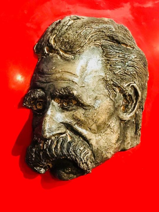 Sculpture intitulée "F.Nietzsche" par Philippe Celotto, Œuvre d'art originale, Argile