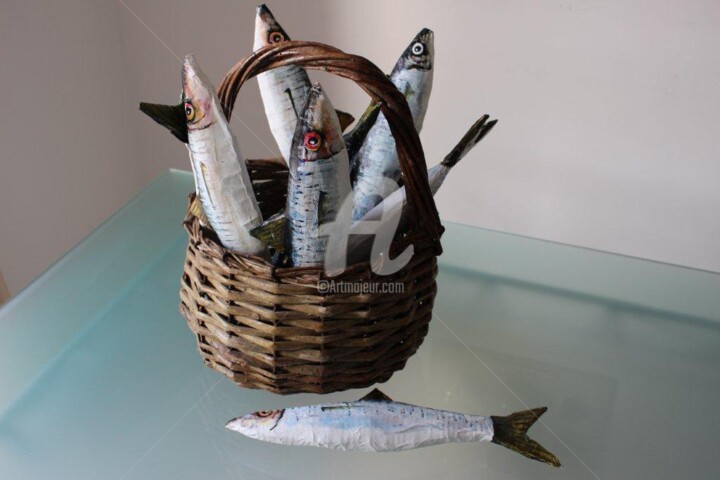Peinture intitulée "panier de sardines" par Philippe Coeurdevey, Œuvre d'art originale