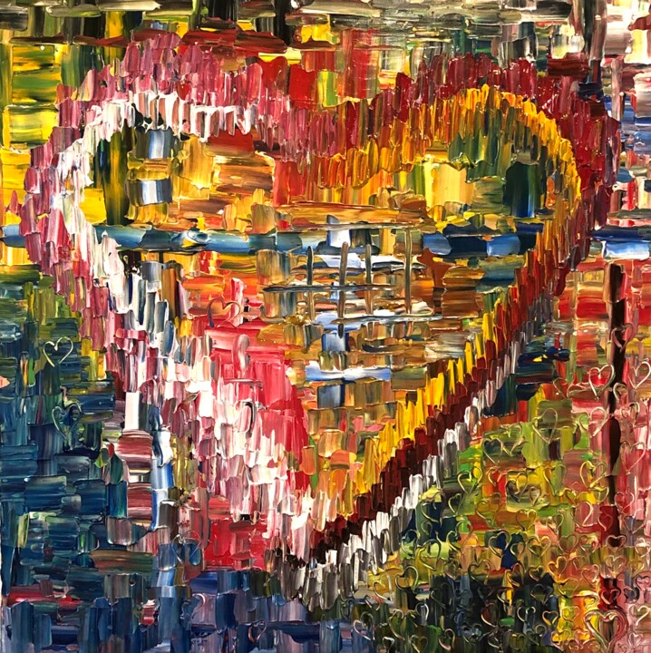 Peinture intitulée "Heart" par Philippe Combis (PhilIppe CBS), Œuvre d'art originale, Acrylique