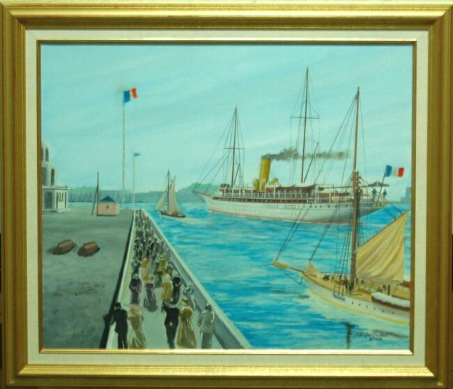 Pittura intitolato "Le yacht Atmah" da Philippe Conrad, Opera d'arte originale