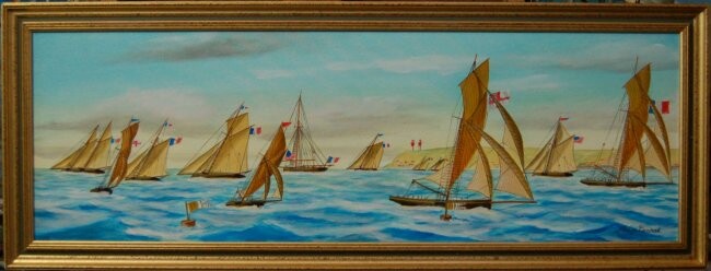 Painting titled "Régates au Havre au…" by Philippe Conrad, Original Artwork