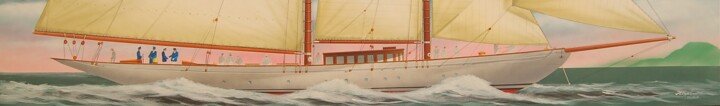 Pintura titulada "Sailing yacht Sylva…" por Philippe Conrad, Obra de arte original, Acrílico Montado en Panel de madera