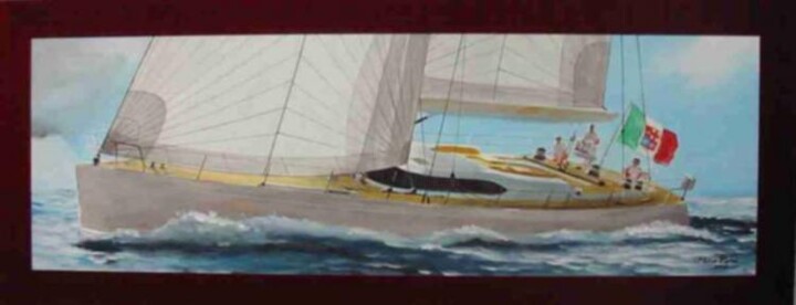 Картина под названием "yacht" - Philippe Conrad, Подлинное произведение искусства