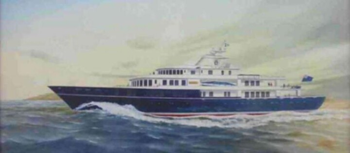 Картина под названием "Yacht Leander" - Philippe Conrad, Подлинное произведение искусства