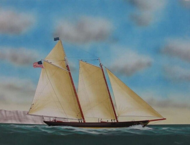 Painting titled "Schooner" by Philippe Conrad, Original Artwork, Oil