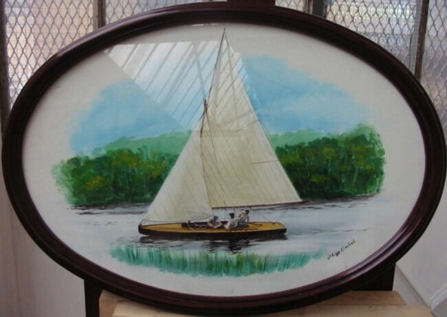 Malerei mit dem Titel ""Belouga" on river…" von Philippe Conrad, Original-Kunstwerk, Öl
