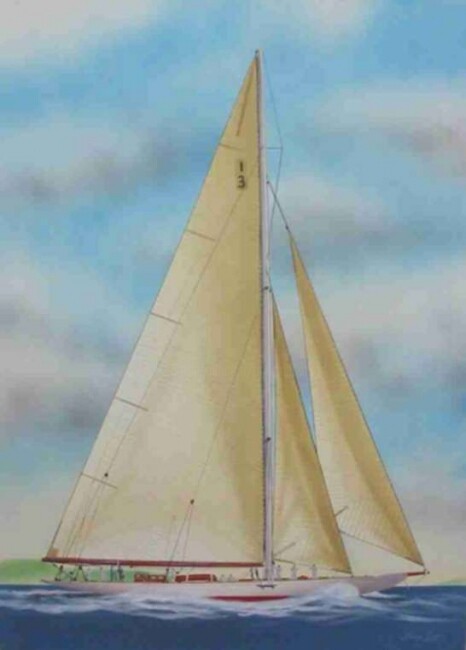 Painting titled "J Class "Vanitie"" by Philippe Conrad, Original Artwork, Oil