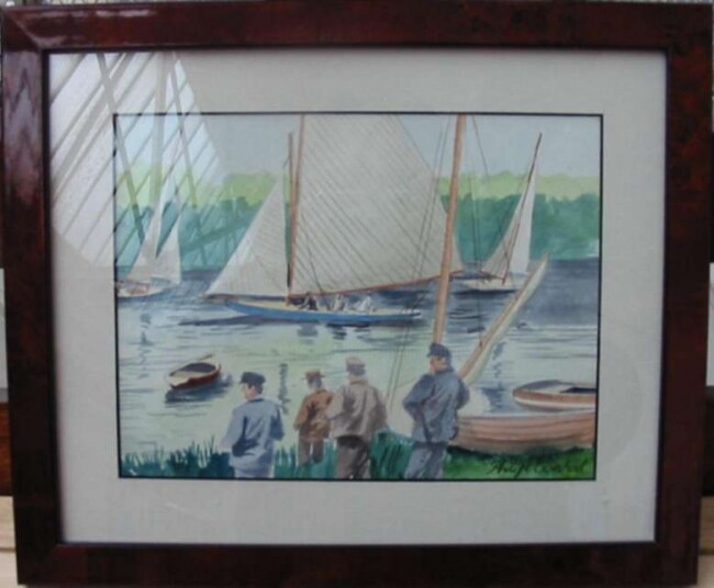 Peinture intitulée "Regattas on River S…" par Philippe Conrad, Œuvre d'art originale, Huile