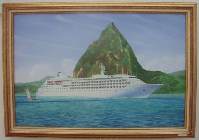 Painting titled "Liner Silver Cloud" by Philippe Conrad, Original Artwork
