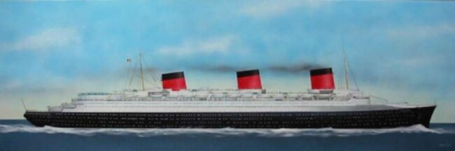 Painting titled "Liner "Normandie"" by Philippe Conrad, Original Artwork