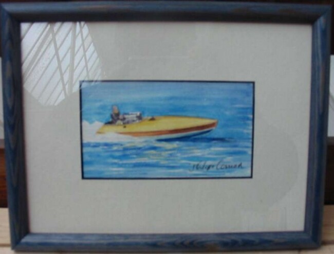 Painting titled "Small Speedboat" by Philippe Conrad, Original Artwork