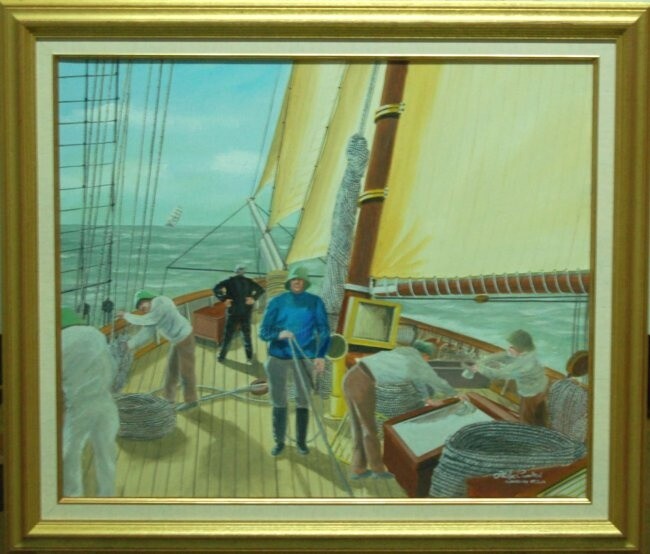 Peinture intitulée "A bord de "Velox"" par Philippe Conrad, Œuvre d'art originale