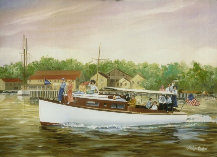 Painting titled "ELCO CABIN LAUNCH" by Philippe Conrad, Original Artwork