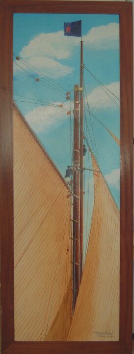 Картина под названием "on-the-mast-of-sata…" - Philippe Conrad, Подлинное произведение искусства