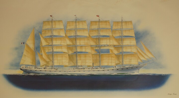 Картина под названием "France II.5 masted…" - Philippe Conrad, Подлинное произведение искусства, Акрил
