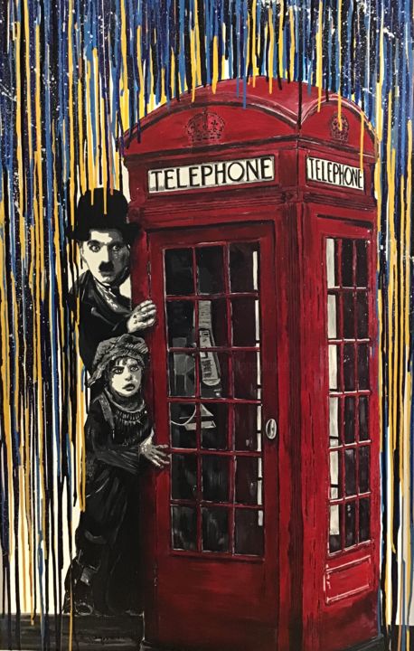 Painting titled "Charlie à Londres" by Fabienne Dagnet, Original Artwork, Acrylic