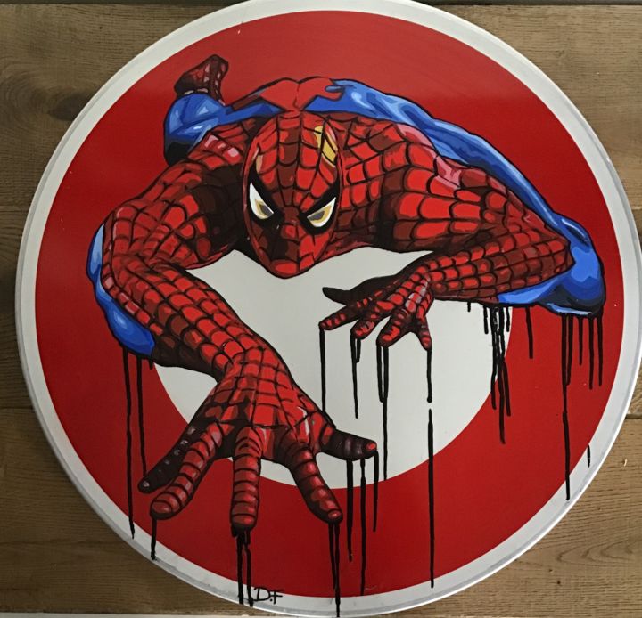 Peinture intitulée "Spiderman" par Fabienne Dagnet, Œuvre d'art originale, Acrylique