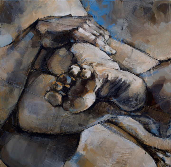 Peinture intitulée "Nu au pied" par Philippe-Emmanuel Amirault, Œuvre d'art originale, Huile