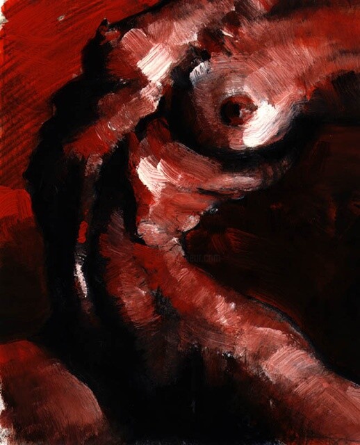 Painting titled "Nue-rouge1.jpg" by Philippe-Emmanuel Amirault, Original Artwork