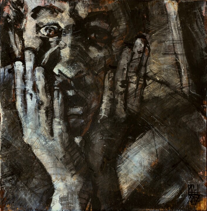 Malerei mit dem Titel "Autoportrait" von Philippe-Emmanuel Amirault, Original-Kunstwerk, Öl