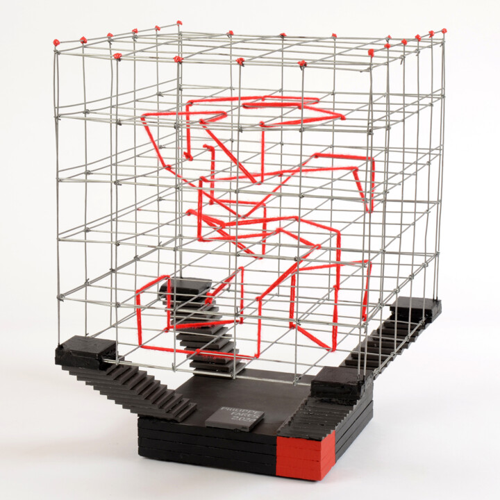 Sculpture intitulée "RED CONNECTION" par Philippe Fares, Œuvre d'art originale, Acier inoxydable