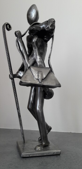 Sculpture intitulée "Le pèlerin" par Philippe Fautrez, Œuvre d'art originale