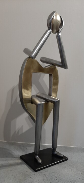 Sculpture intitulée "je pense" par Philippe Fautrez, Œuvre d'art originale, Métaux