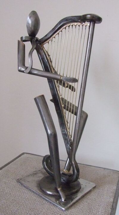 Скульптура под названием "Harpiste" - Philippe Fautrez, Подлинное произведение искусства