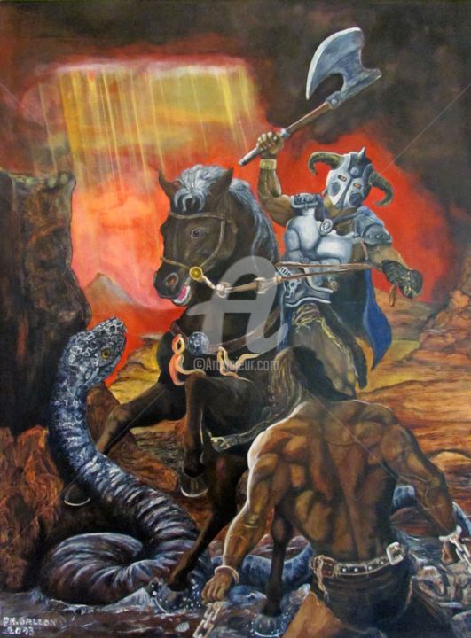 Painting titled "Death Dealer" by Philippe Gallon, Original Artwork, Acrylic