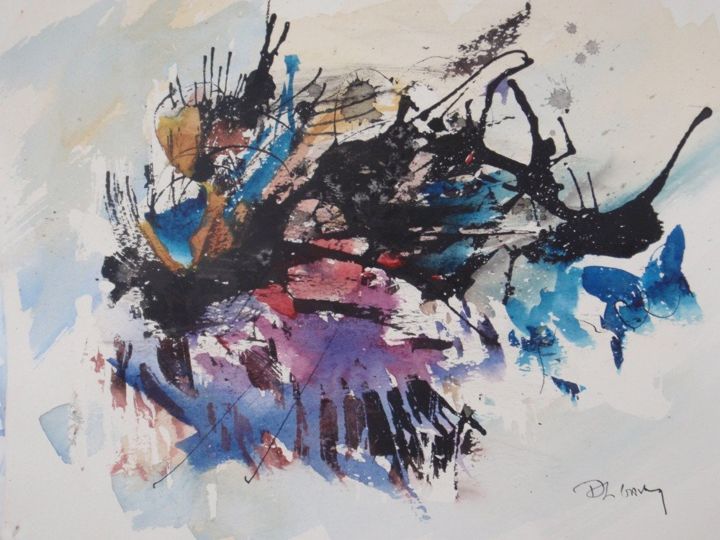 Peinture intitulée "Pour Marine" par Gaury, Œuvre d'art originale, Aquarelle