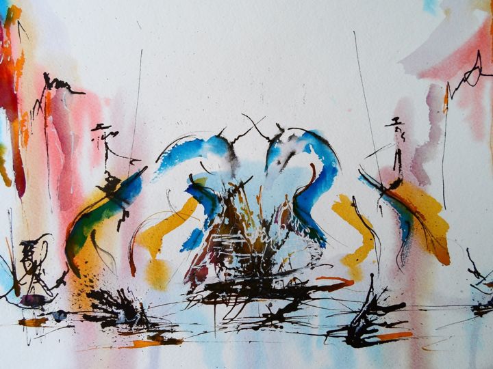 绘画 标题为“Daliesque” 由Gaury, 原创艺术品, 水彩