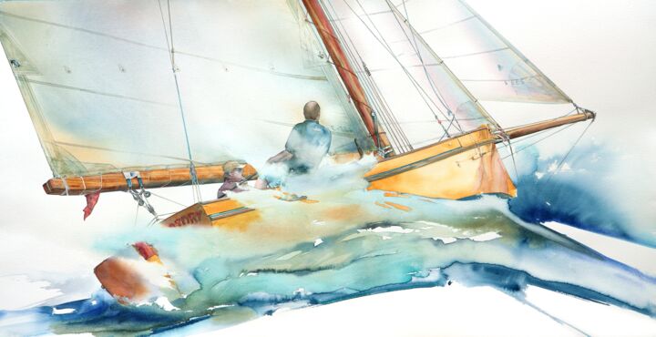 Pintura titulada "Victory of Falmouth" por Philippe Gavin, Obra de arte original, Acuarela