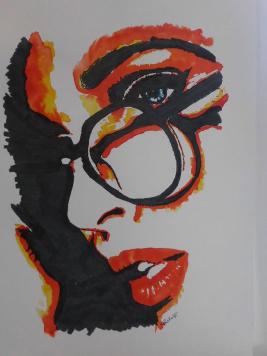 Peinture intitulée "Glasses" par Pus, Œuvre d'art originale, Acrylique