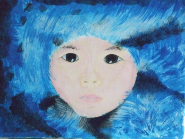 Peinture intitulée "Le jeune Eskimo" par Pus, Œuvre d'art originale, Acrylique