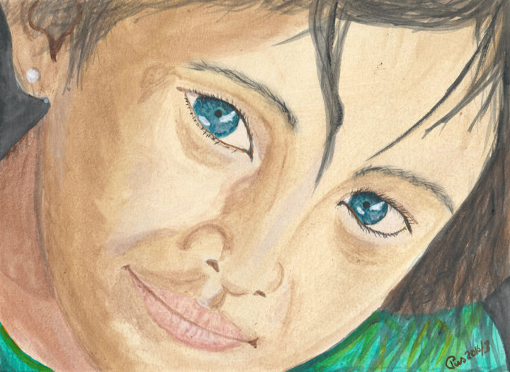 Peinture intitulée "Portrait d'enfant" par Pus, Œuvre d'art originale, Acrylique