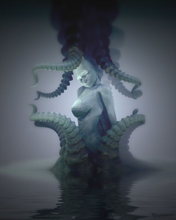 Arts numériques intitulée "Birth of Medusa" par Philippe Jacqueroux, Œuvre d'art originale, Travail numérique 2D