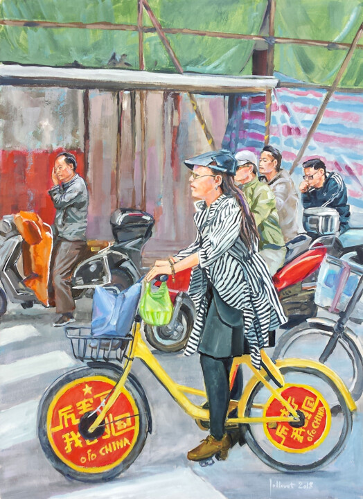 Painting titled "Shanghai" by Philippe Jollivet, Original Artwork, Acrylic Mounted on Other rigid panel