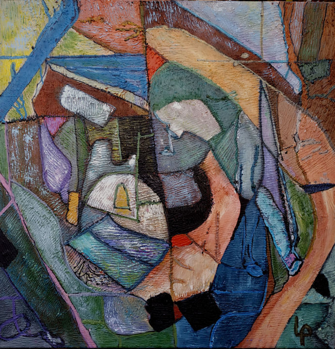 Malerei mit dem Titel "composition granule…" von Philippe Langaud, Original-Kunstwerk, Öl Auf Keilrahmen aus Holz montiert