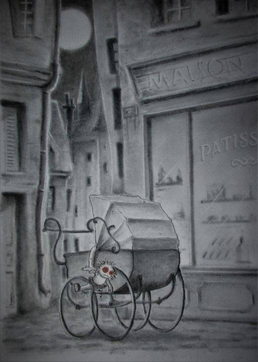 Drawing titled "Sans titre..." by Philippe Lemarinier, Original Artwork, Charcoal