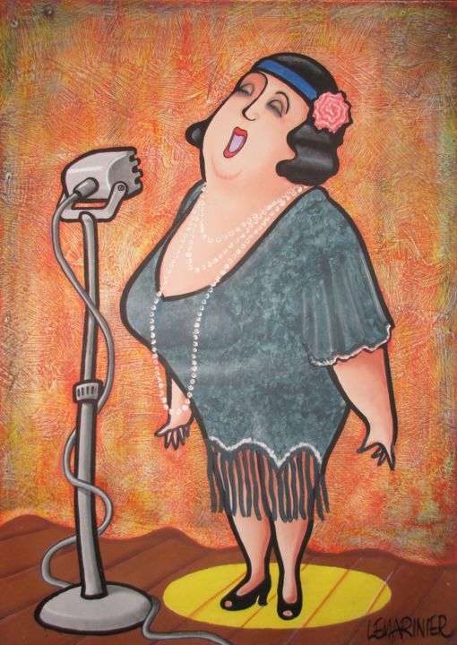 Painting titled "Une chanteuse des a…" by Philippe Lemarinier, Original Artwork, Acrylic Mounted on Wood Stretcher frame