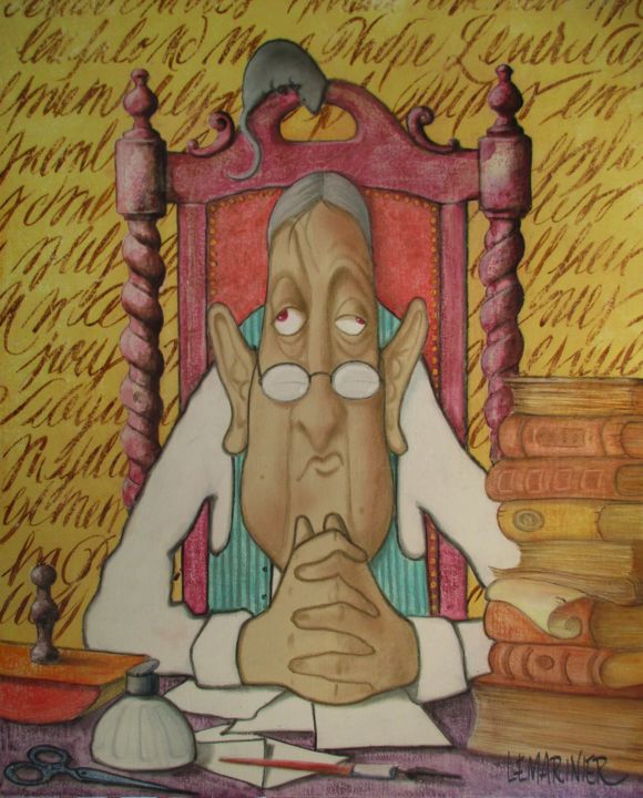 Peinture intitulée "Le vieux notaire" par Philippe Lemarinier, Œuvre d'art originale, Acrylique