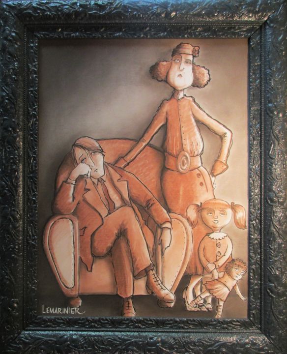 图画 标题为“La famille Boutentr…” 由Philippe Lemarinier, 原创艺术品, 铅笔