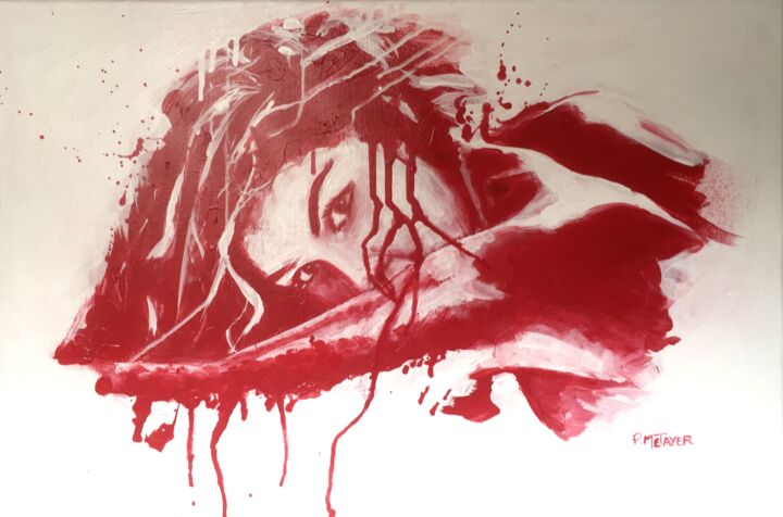 Painting titled "Rouge désir" by Philippe Metayer, Original Artwork, Acrylic