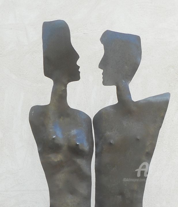 Skulptur mit dem Titel "COUPLE ACIER FORGE…" von Philippe Olive, Original-Kunstwerk, Metalle