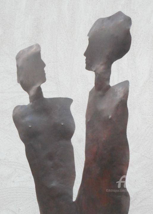 Escultura titulada "COUPLE ACIER FORGE…" por Philippe Olive, Obra de arte original, Metales