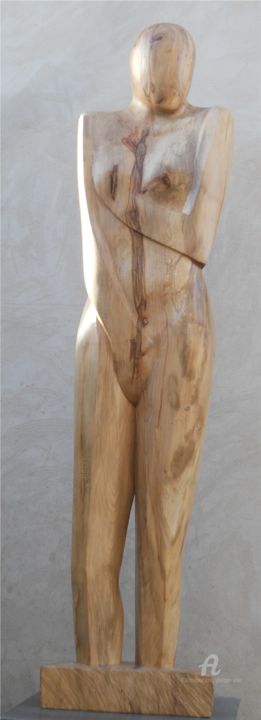 Sculpture titled "BUSTE N°2.." by Philippe Olive, Original Artwork, Wood