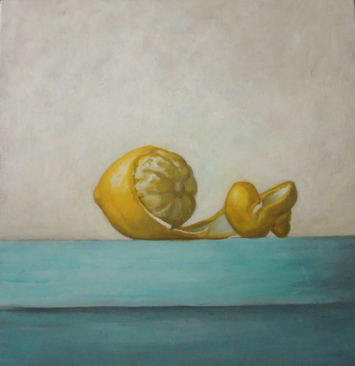 Painting titled "Nature morte au cit…" by Philippe Olivier, Original Artwork, Oil